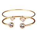 fashion women copper with zircon diamond gold open bangles jewelry